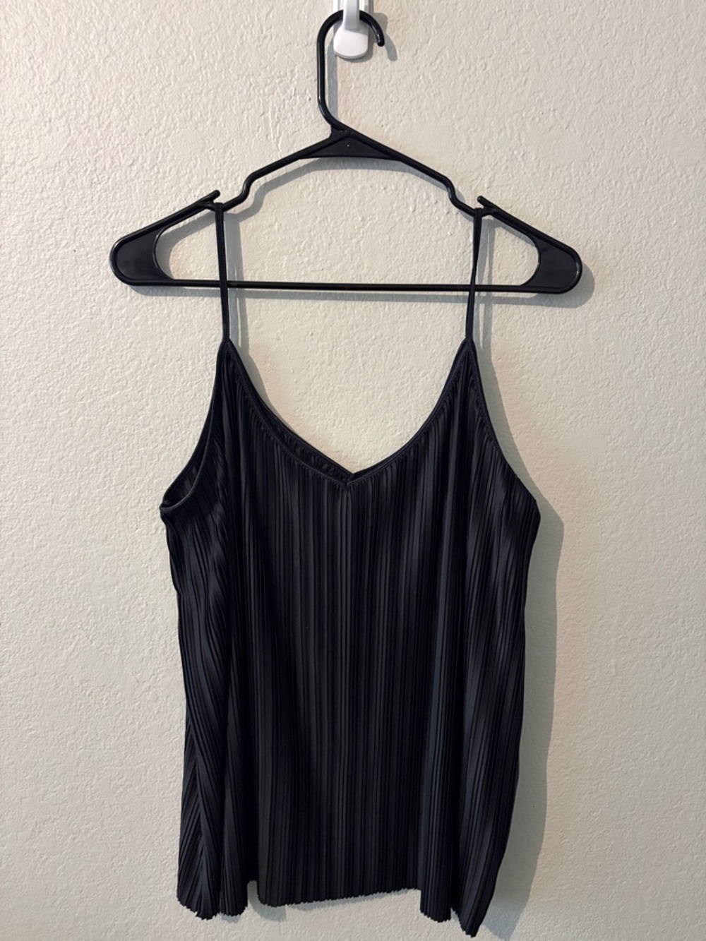 Maurices Black Pleated V-Neck Spaghetti Strap Tank